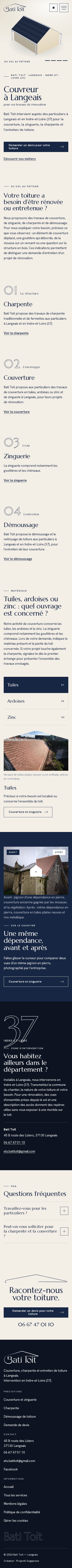 Capture du site Bati Toit sur téléphone