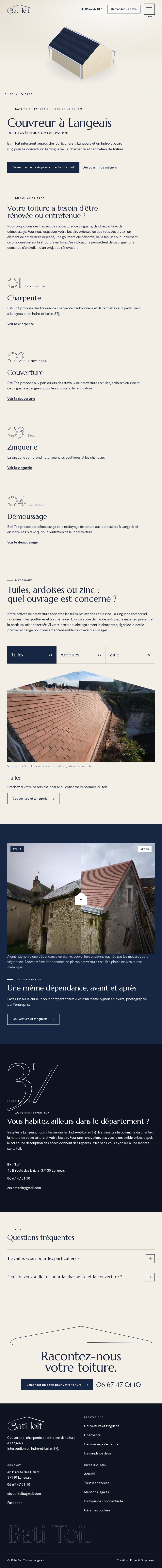Capture du site Bati Toit sur tablette