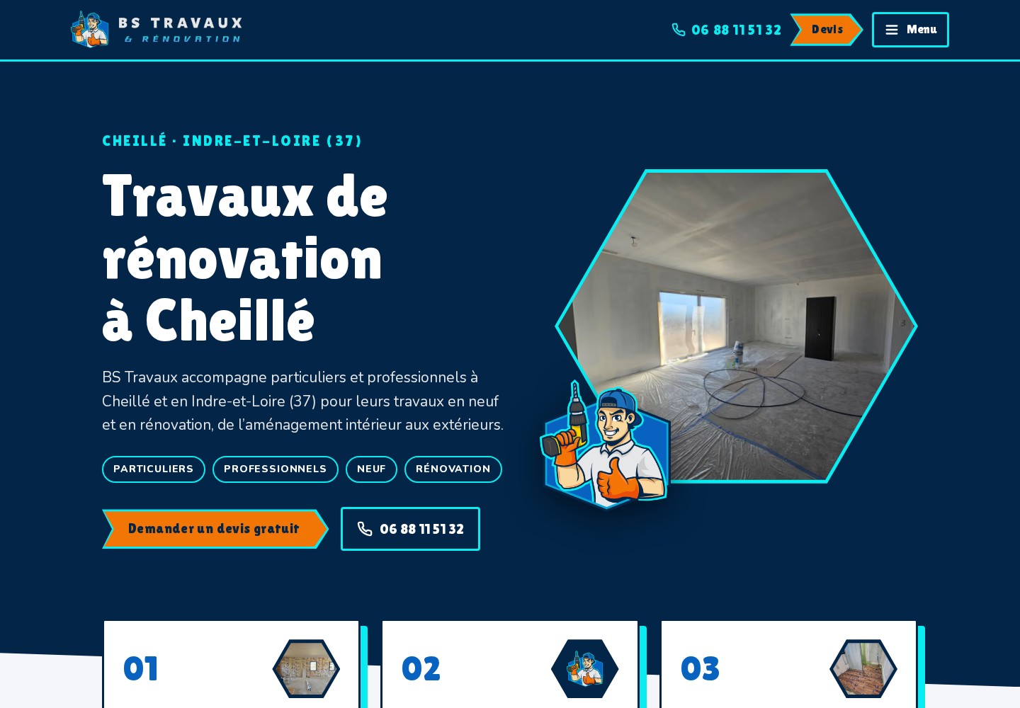 Aperçu du site créé pour BS Travaux