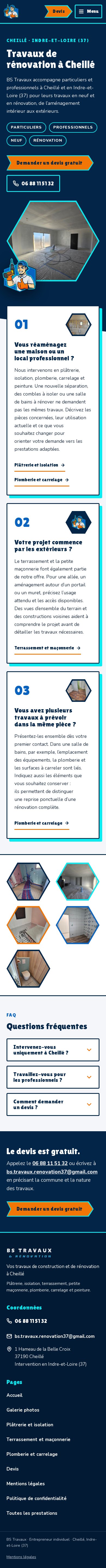 Capture du site BS Travaux sur téléphone