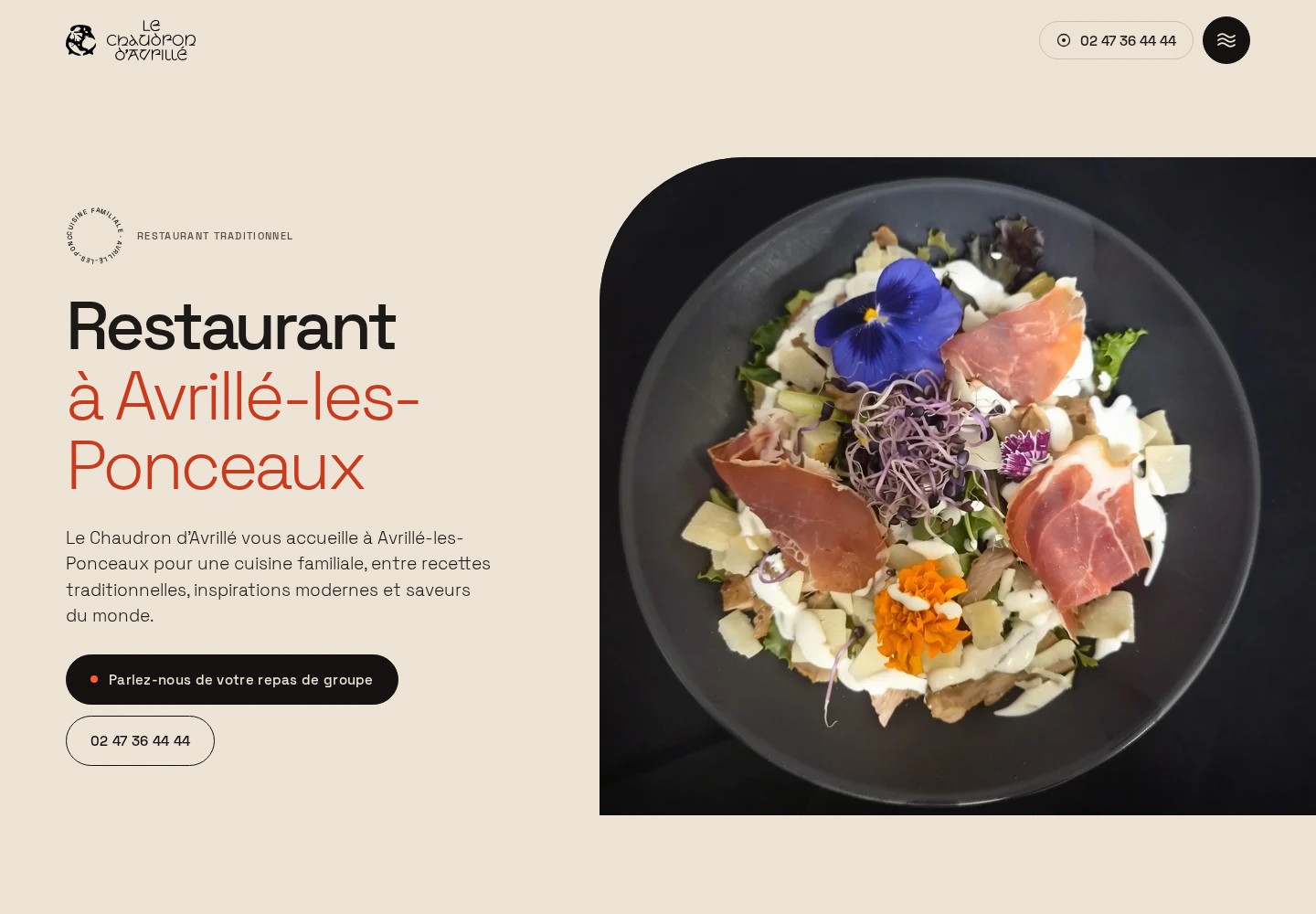 Aperçu du site créé pour Le Chaudron d’Avrillé