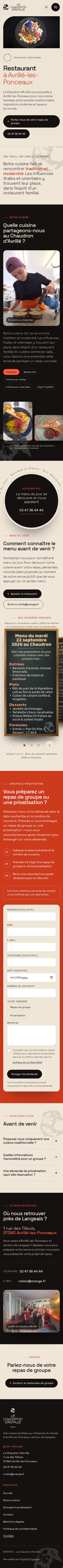 Capture du site Le Chaudron d’Avrillé sur téléphone
