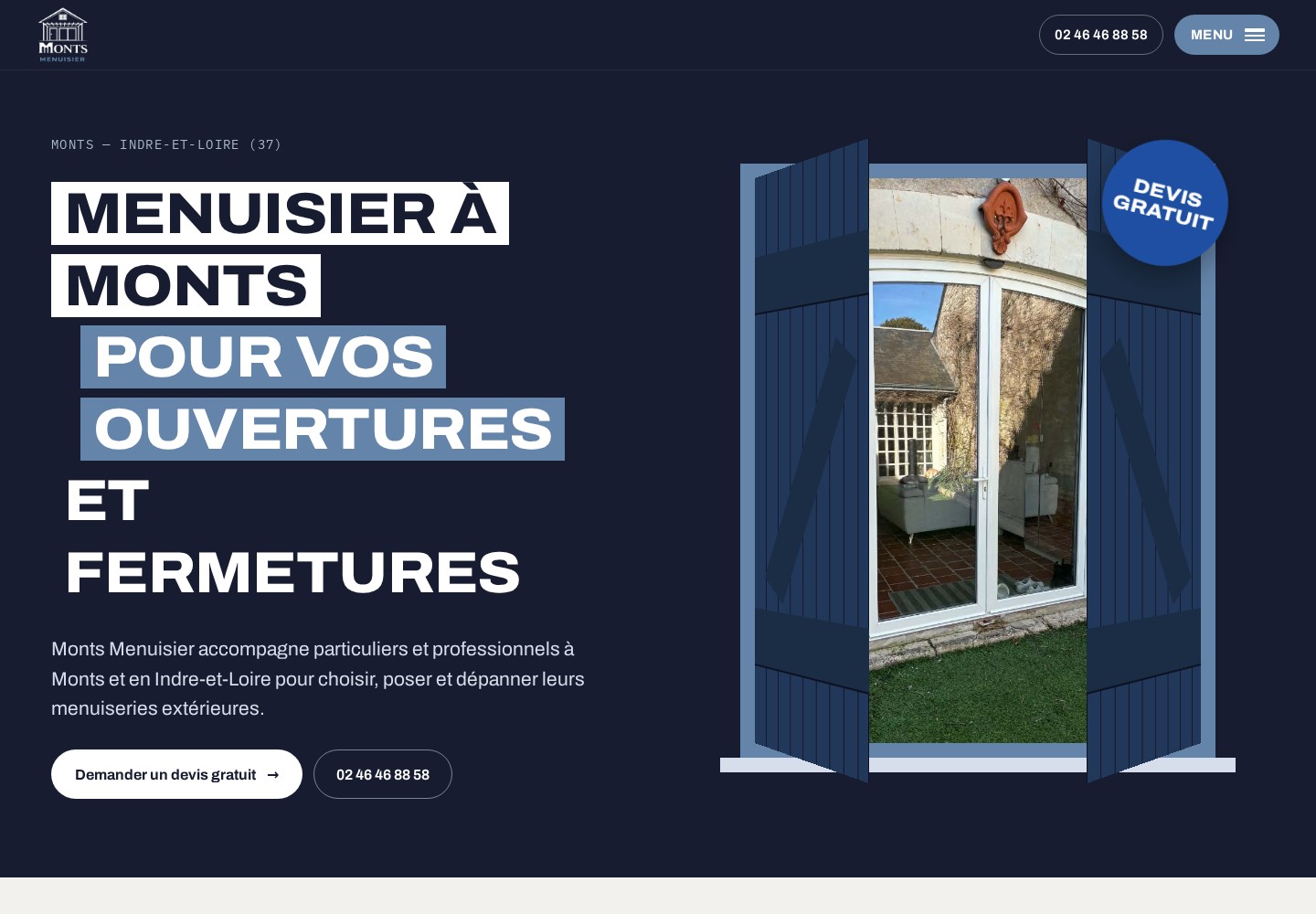 Aperçu du site créé pour Monts Menuisier