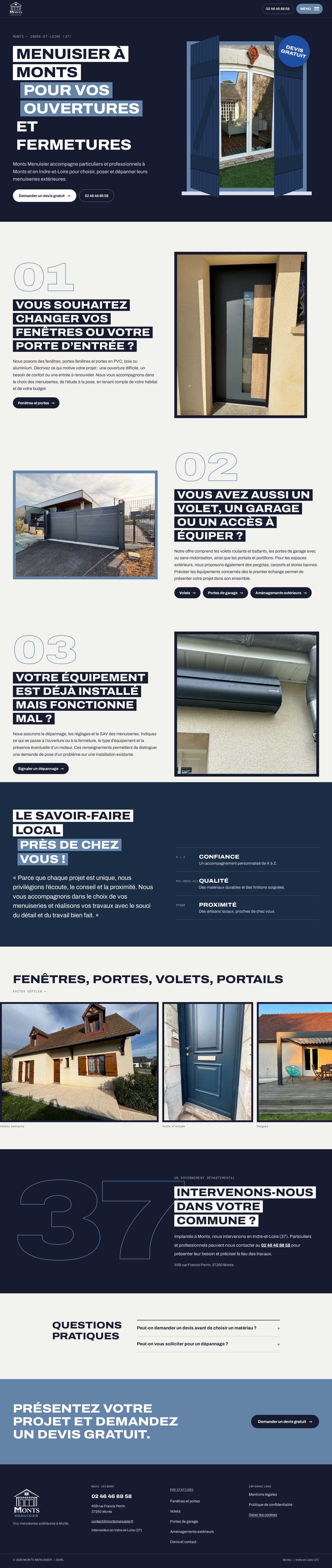 Capture du site Monts Menuisier sur ordinateur