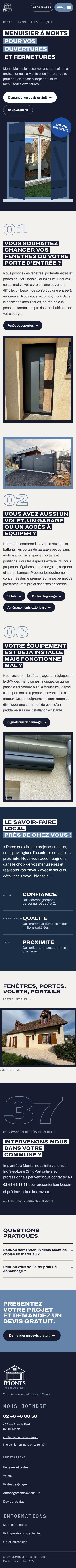 Capture du site Monts Menuisier sur téléphone