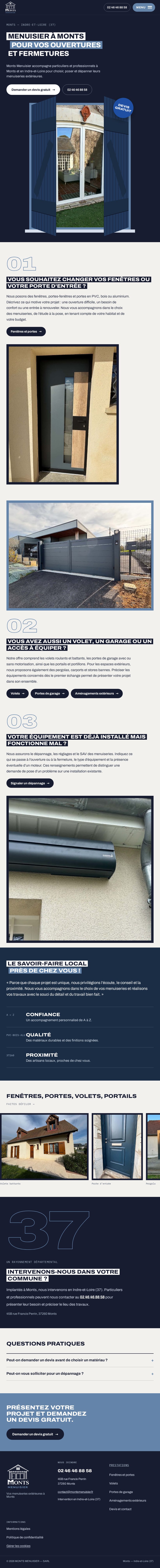 Capture du site Monts Menuisier sur tablette