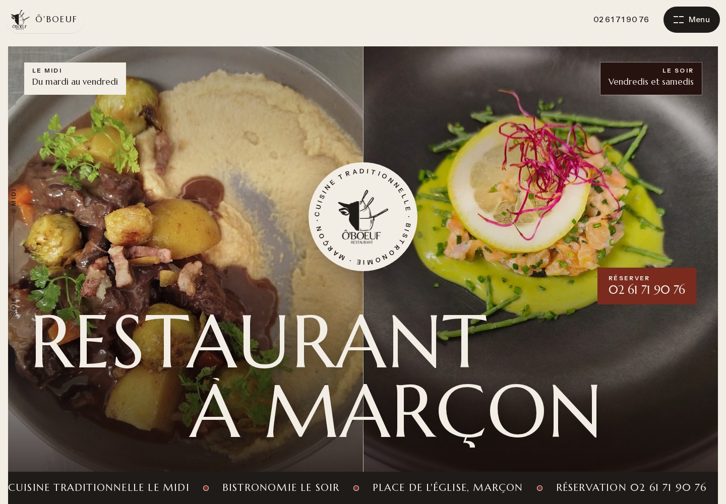 Aperçu du site créé pour Ô’Boeuf