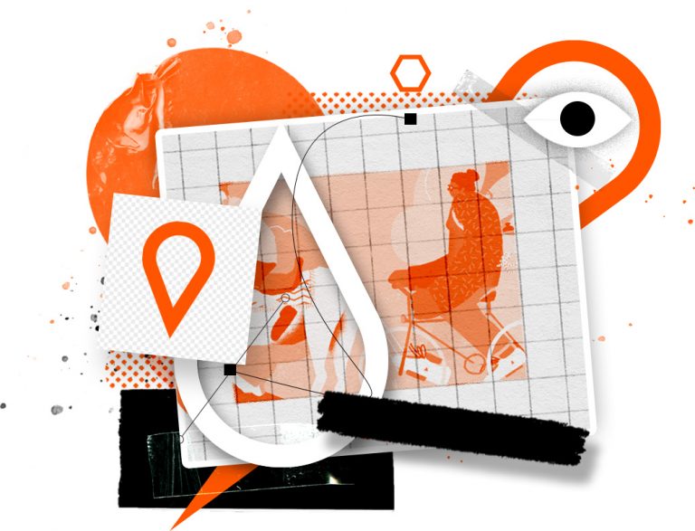 Visuel design orange d'un graphiste dune agence de communication à tours