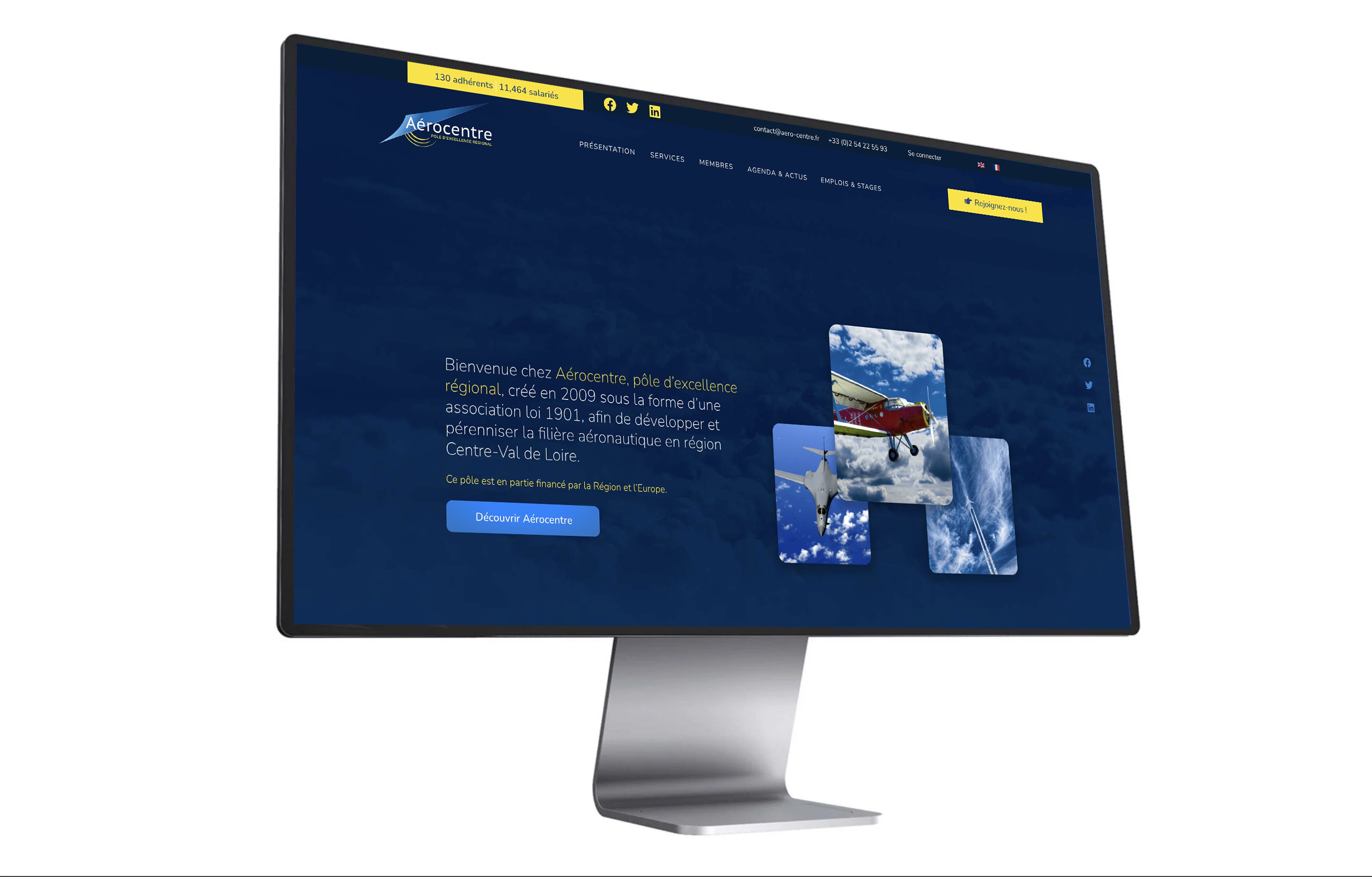 Aerocentre a fait appel à nos services pour créer son site web
